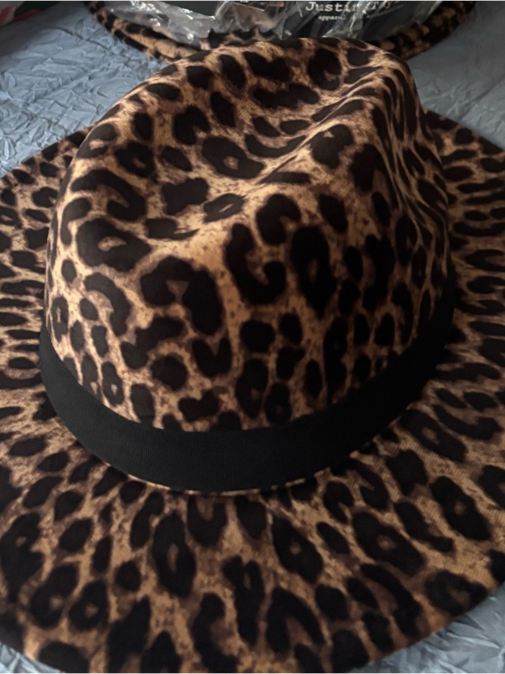 Leopard Print Fedora Hat - Brown/Black